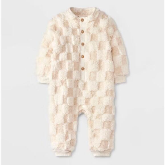 Cat & Jack Baby Shearling Romper - Cream - Size 3-6 Months - Picture 1 of 4